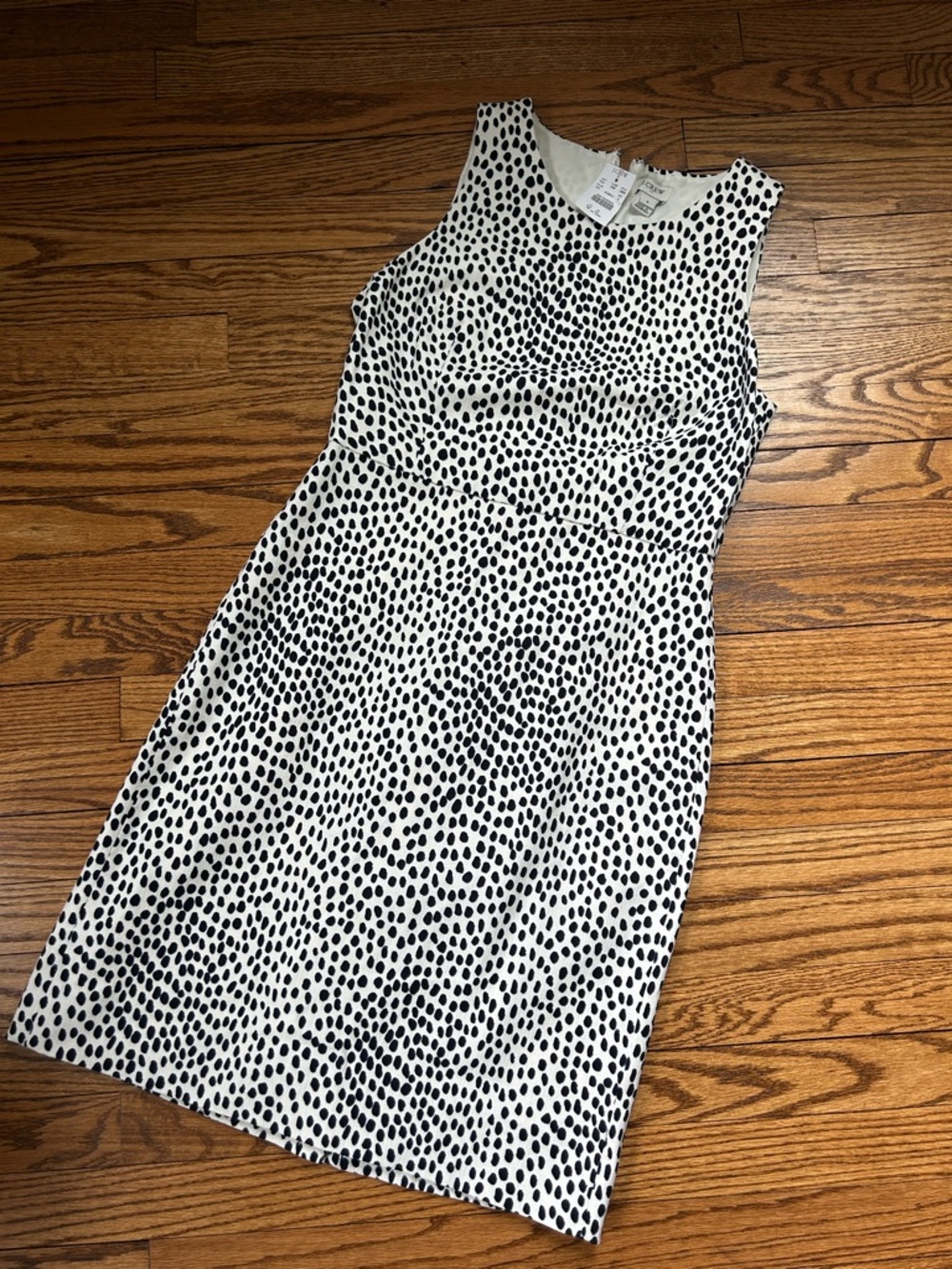 J. Crew Black and White Sleeveless Dot Sheath Dress